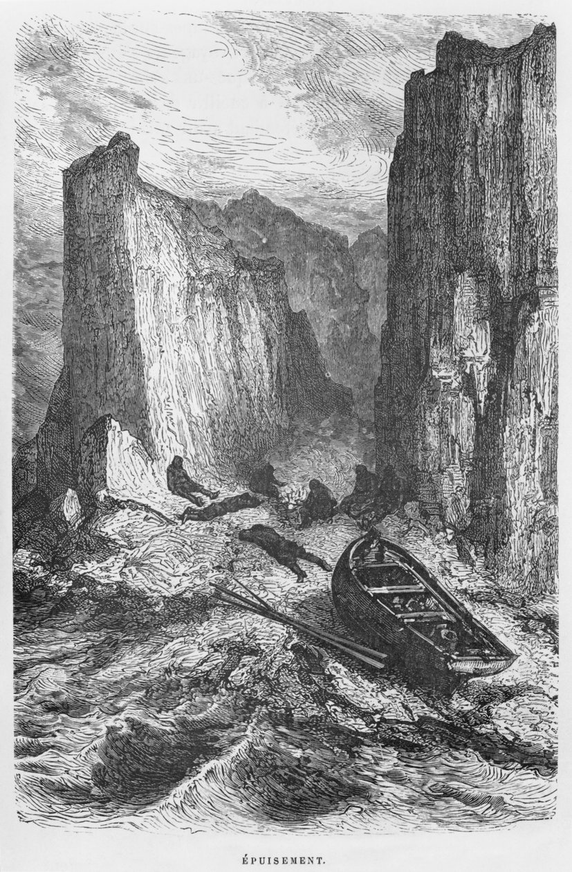Wyczerpanie, ilustracja z „Expedition du Tegetthoff” Juliusa Prayer (1841-1915) autorstwa French School