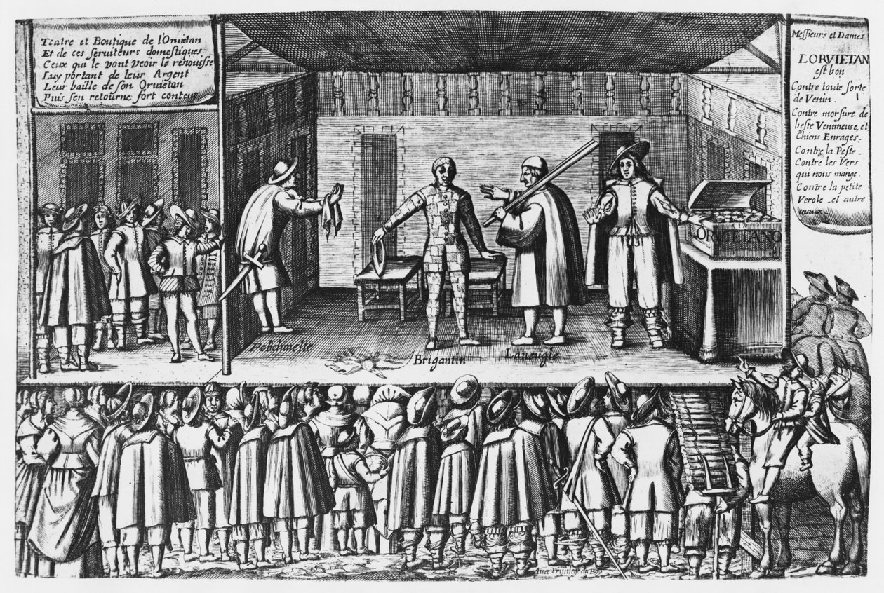 Farsa na orwieckich sprzedawców na targach Saint-Germain w Paryżu, ok. 1620-30 autorstwa French School