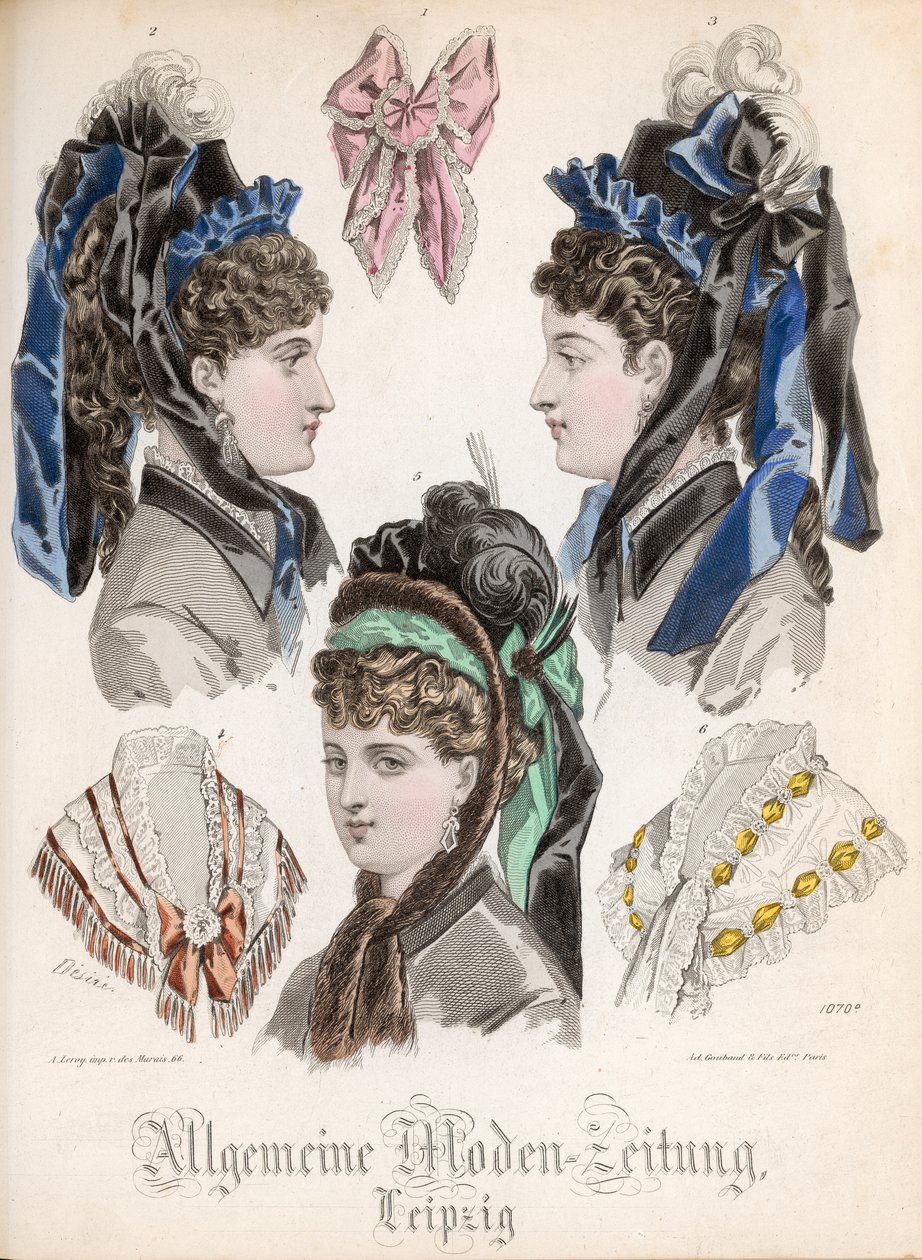 Talerz z modą z „Allgemeine Moden-Zeitung”, Lipsk, 1872 r. autorstwa French School
