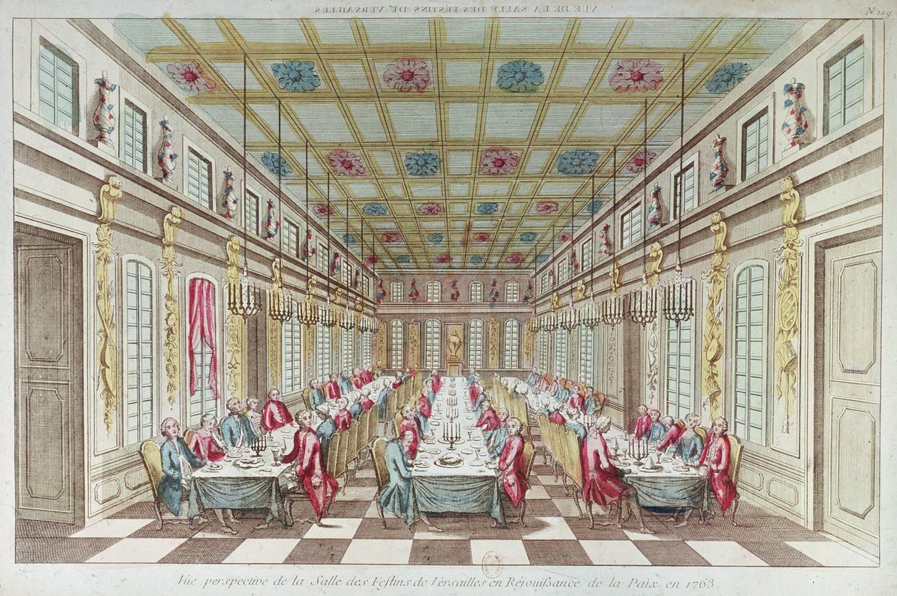 Święto wydane w Chateau de Versailles z okazji pokoju pod koniec wojny siedmioletniej, 1763 r autorstwa French School