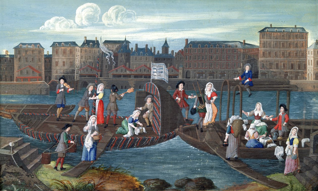 Sklep rybny i pralnia na Quai de la Megisserie, ok. 1670 autorstwa French School