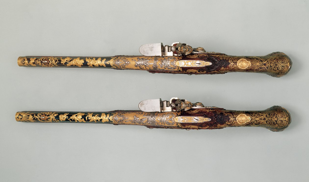 Pistolety skałkowe, ok. 1690 autorstwa French School