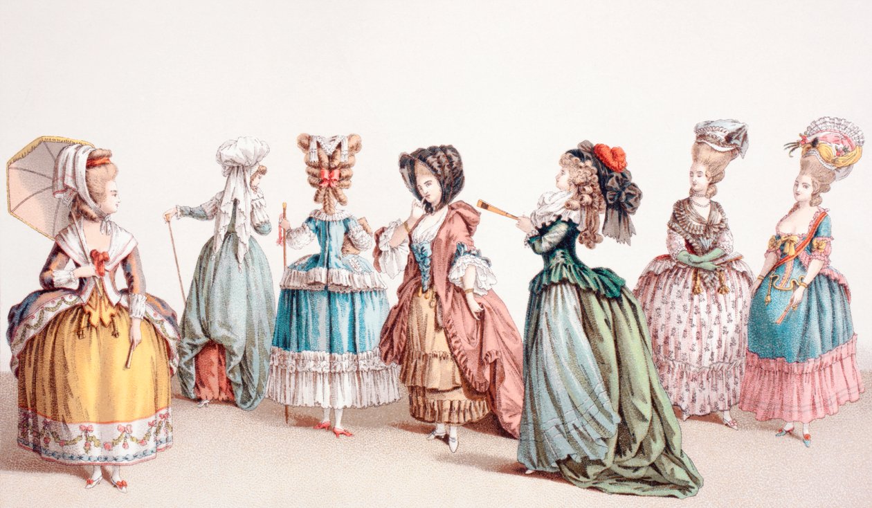 Francuska moda damska za panowania Ludwika XVI, 1875 autorstwa French School