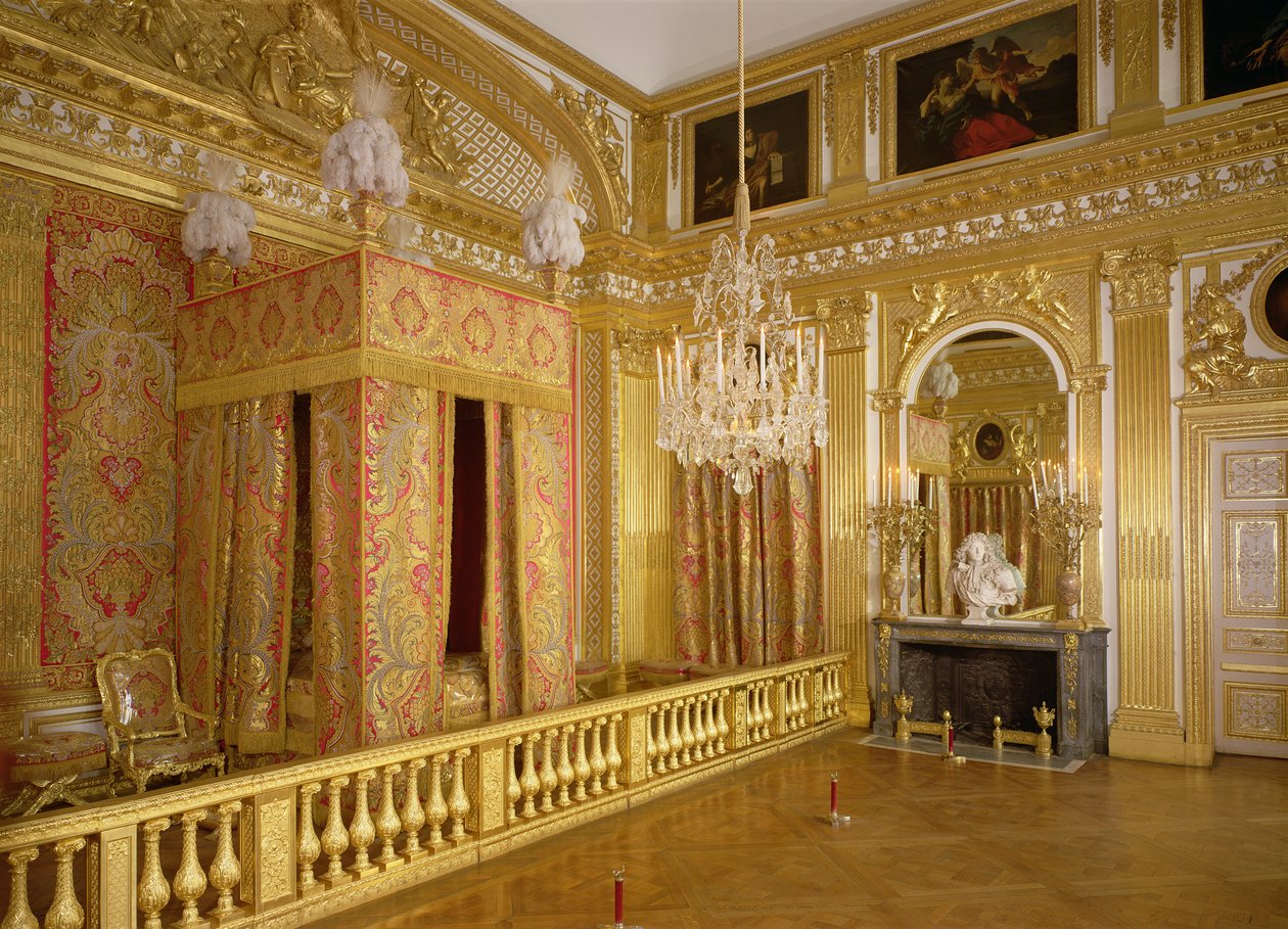 Wnętrze sypialni Ludwika XIV, 1701-23 autorstwa French School