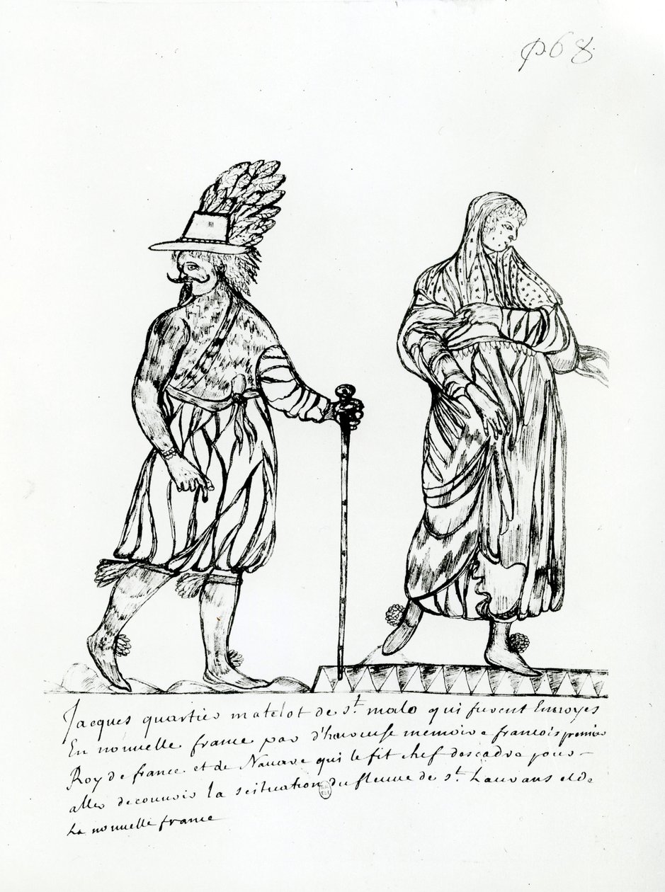 Jacques Cartier (1491-1557) z „Raretes des Indes sauvage”, Codex Canadiensis autorstwa French School