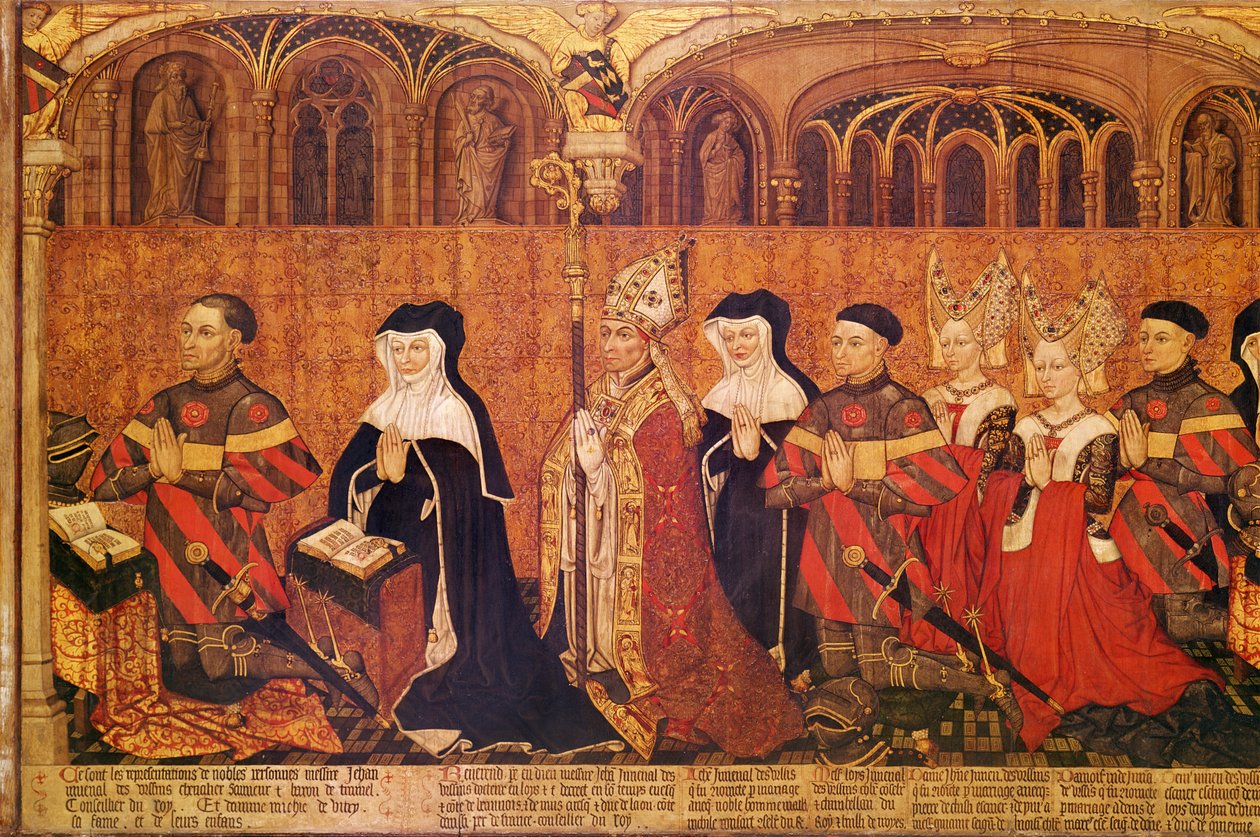 Jean I Jouvenel des Ursins (1360-1431) د خپلې میرمن میشل دی ویټری (d.1456) او کورنۍ سره، 1445-49 (د 375726 تفصیل) پولی autorstwa French School