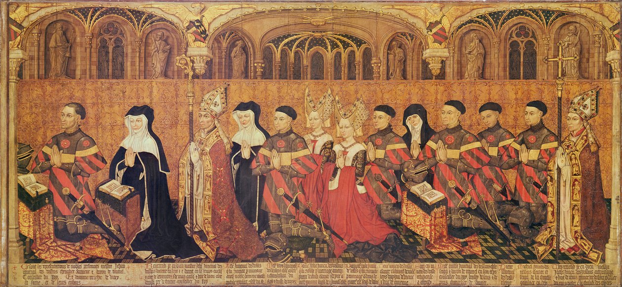 Jean I Jouvenel des Ursins (1360-1431) z żoną Michelle de Vitry (zm.1456) i rodziną, 1445-49 autorstwa French School
