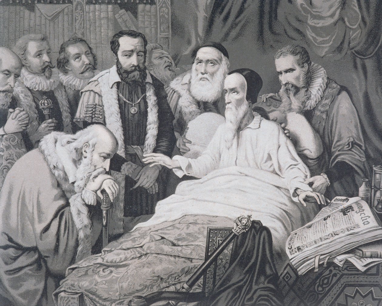 Jan Kalwin (1509-1564) na łożu śmierci autorstwa French School