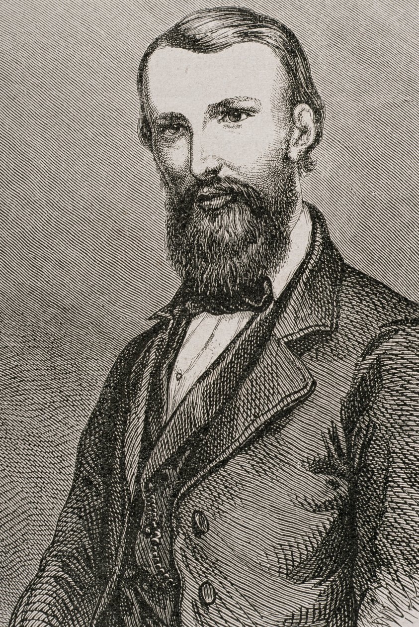 John William Wills (1834-61), angielski odkrywca, z „Le Tour du Monde”, opublikowany w Paryżu w latach 60. XIX wieku autorstwa French School