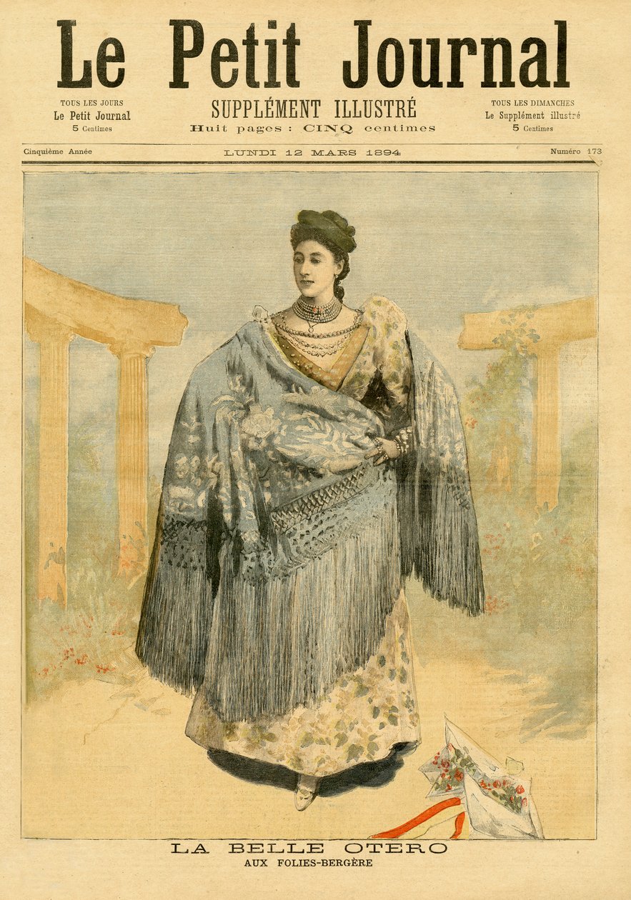 La Belle Otero (1868-1965) w Folies-Bergere, z „Le Petit Journal”, 12 marca 1894 autorstwa French School