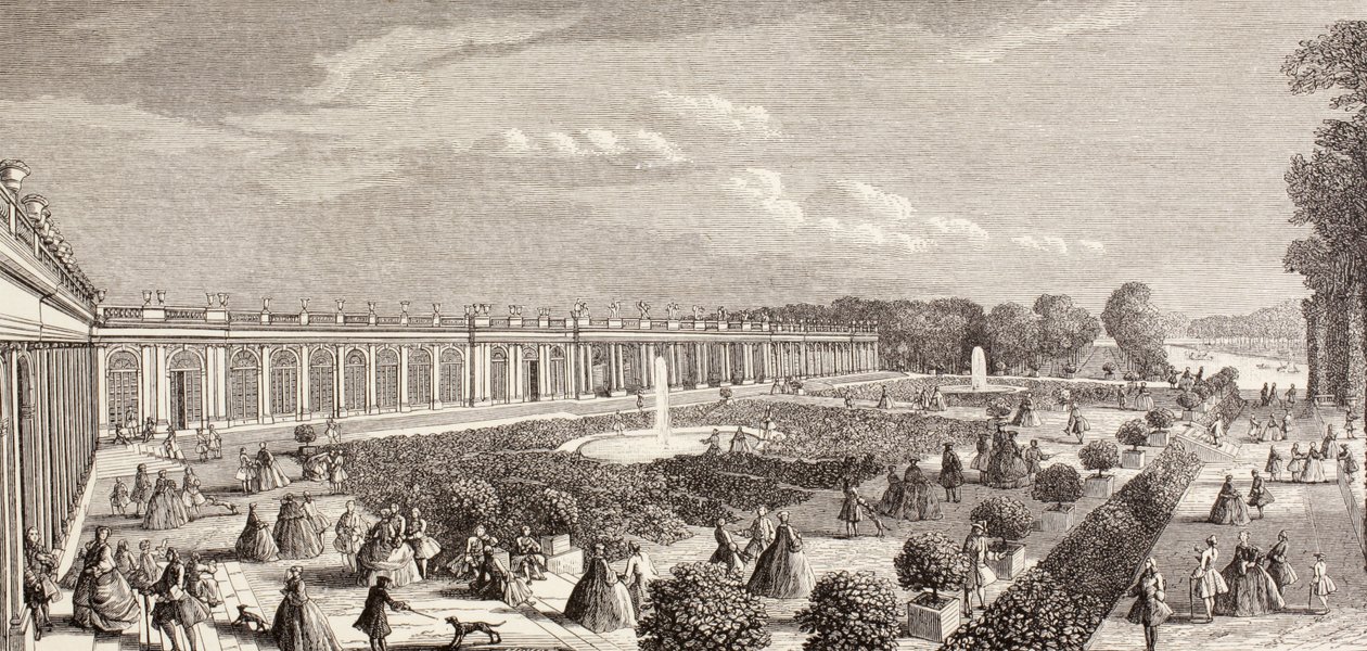 Le Grand Trianon, Wersal, XVIII w., z „XVIII Siecle Institutions, Usages et Costumes”, opublikowanej w 1875 r. autorstwa French School