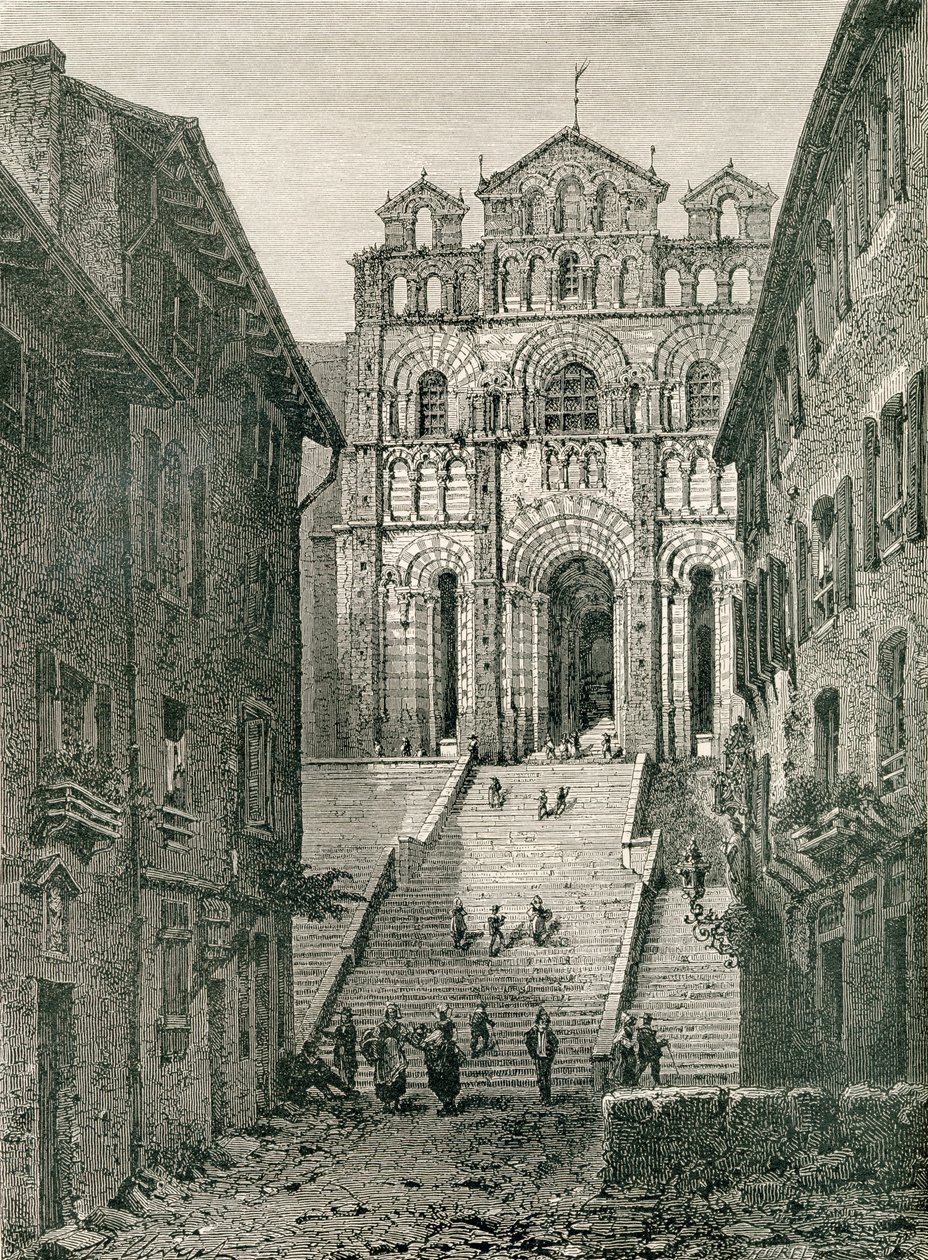 Katedra w Le Puy, Le Puy-en-Velay, Owernia, w XIX wieku, z „French Pictures” autorstwa wielebnego Samuela G. Greena, opublikowana w 1878 r. autorstwa French School