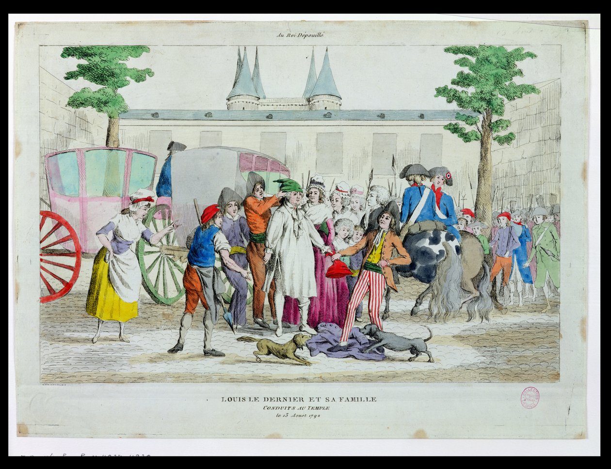Ludwik XVI (1754-93) wraz z rodziną zabrany do świątyni, 13 sierpnia 1792 r. autorstwa French School