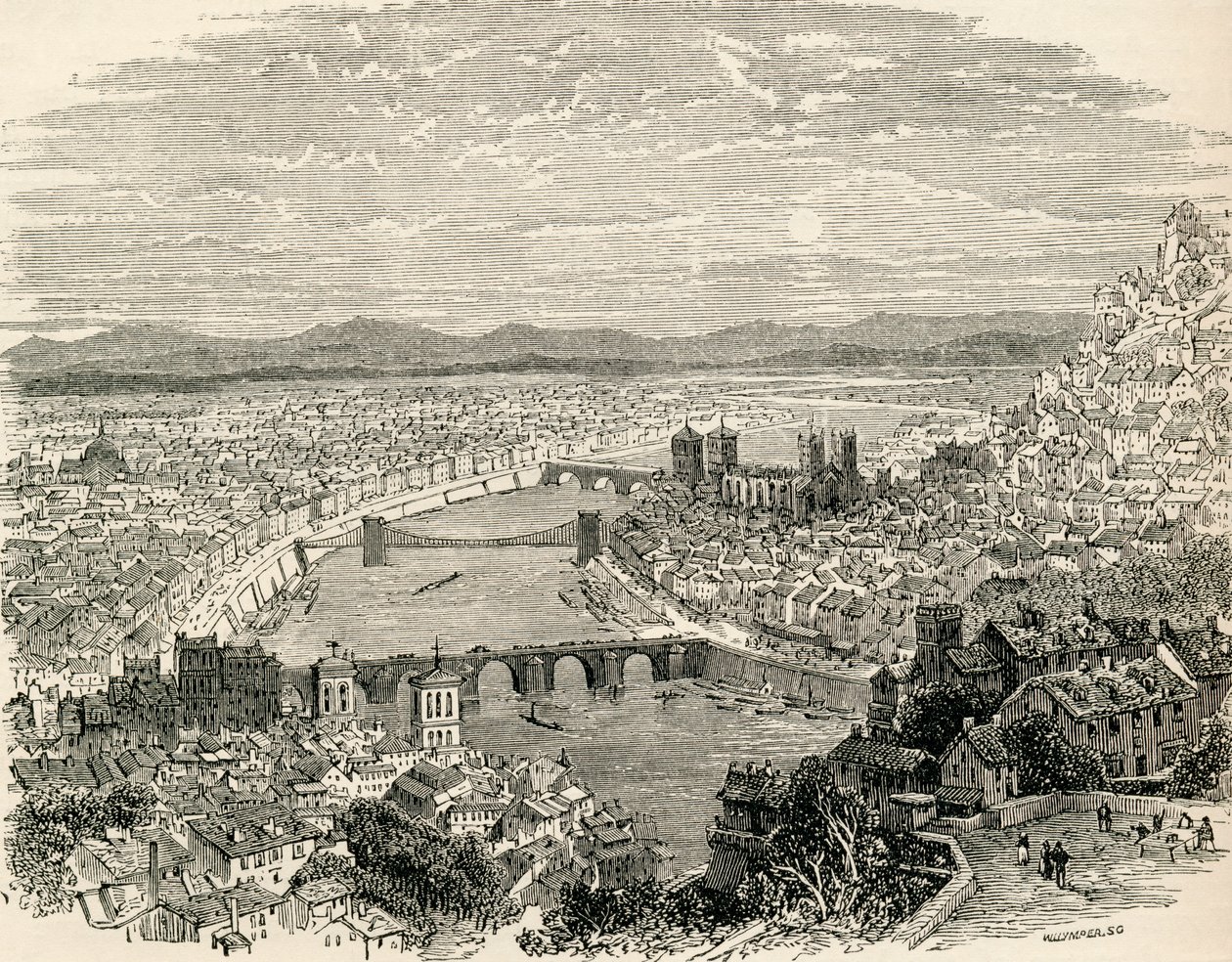 Lyon, Francja, w XIX wieku, z „French Pictures” ks. Samuela G. Greena, opublikowane w 1878 r. autorstwa French School