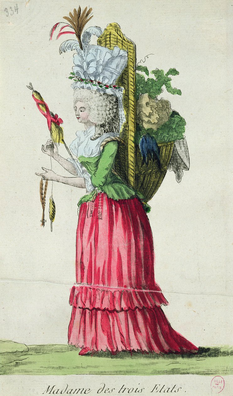 „Madame des Trois Etats”, karykatura trzech stanów Francji przed rewolucją autorstwa French School