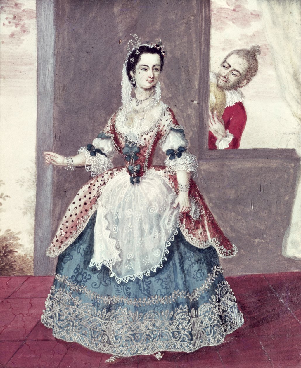 Mademoiselle Contat (1760-1813) w roli Suzanne w „Weselu Figara” autorstwa French School