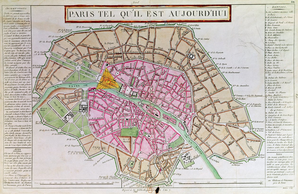 Mapa Paryża, czerwiec 1800 autorstwa French School
