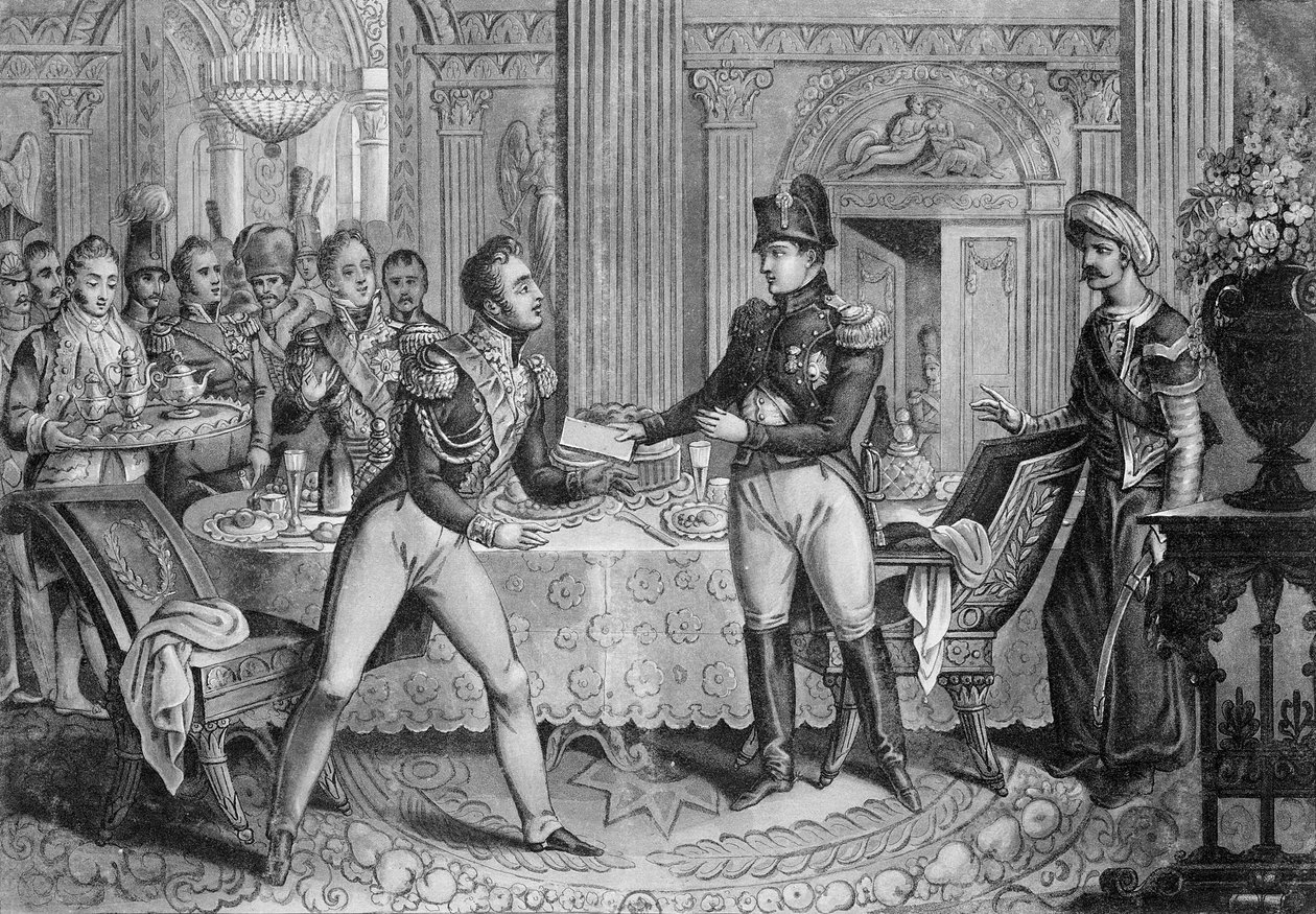 Marszałek Pierre Francois Joseph Lefebvre (1755-1820) mianowany księciem Dantzig przez Napoleona (1769-1821) po oblężeniu Dantzig, 26 maja 1807 r. autorstwa French School