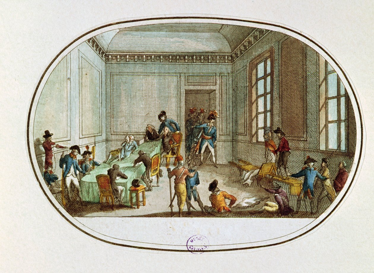 Maximilien de Robespierre (1758-94) ranny w przedsionku Comite de Salut Public, 10 Thermidor An II (28 lipca 1794) autorstwa French School