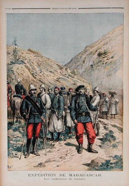 Wyprawa wojskowa na Madagaskarze, z Le Petit Journal, 21 kwietnia 1895 r. autorstwa French School