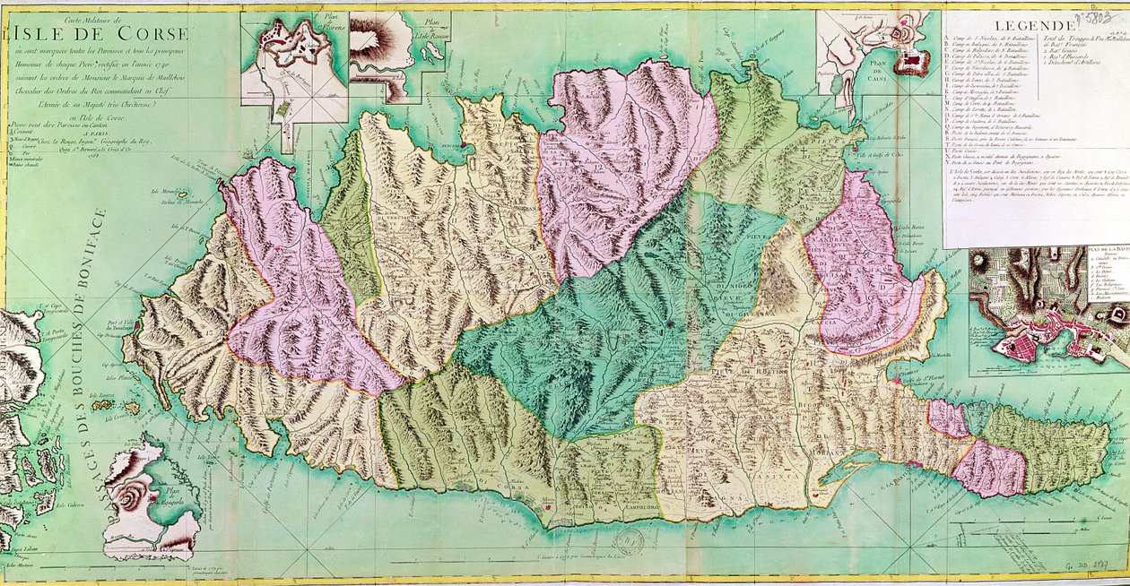 Wojskowa mapa Korsyki, 1768 autorstwa French School