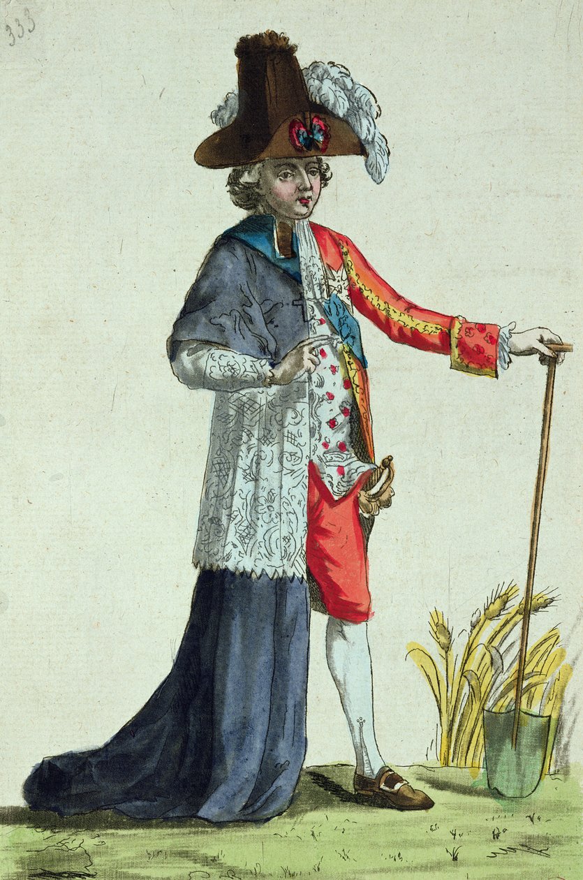 „Monsieur des Trois Etats”, karykatura trzech stanów Francji przed rewolucją autorstwa French School