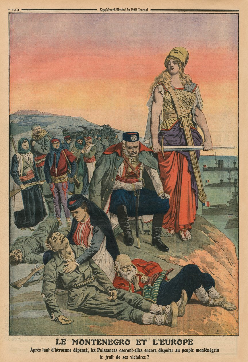 Czarnogóra i Europa, ilustracja na tylnej okładce z „Le Petit Journal”, dodatek illustre, 4 maja 1913 autorstwa French School