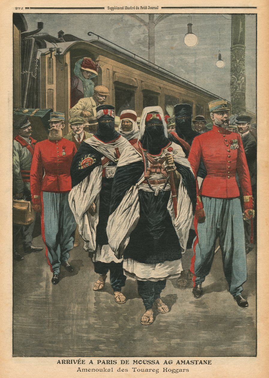 Moussa Ag Amastane przybywający do Paryża, ilustracja z „Le Petit Journal”, dodatek ilustruje, 21 sierpnia 1910 autorstwa French School
