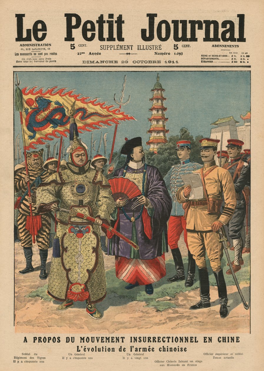 Ruch buntu w Chinach, ewolucja armii chińskiej, ilustracja z „Le Petit Journal”, dodatek illustre, 29 października 1911 autorstwa French School
