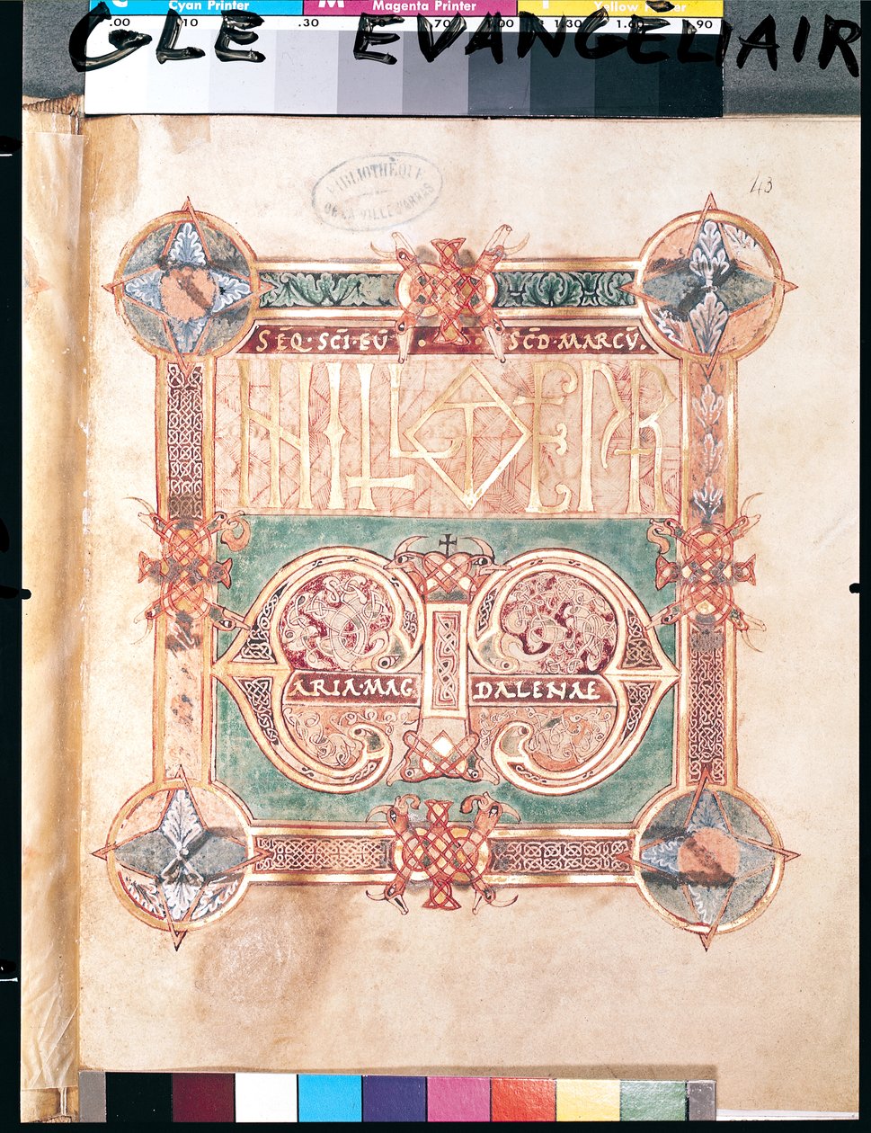 Ms 1045 fol.43 lub Ms 233 Wyciąg z ewangelii ze złotymi uncjałami z Saint-Vaast autorstwa French School