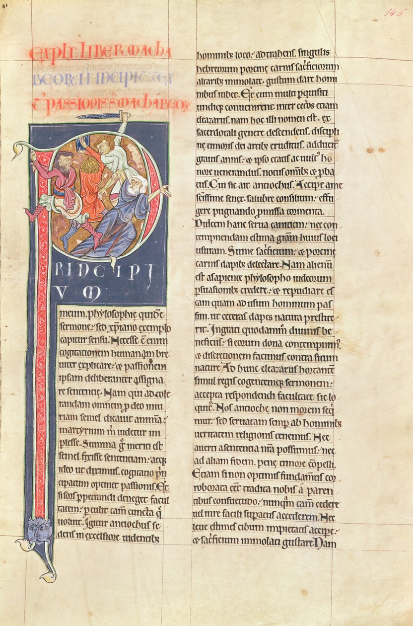 Ms 2 fol.146 t.2 Machabaeorum, z Biblii Klasztoru Saint-Andre aux-Bois autorstwa French School
