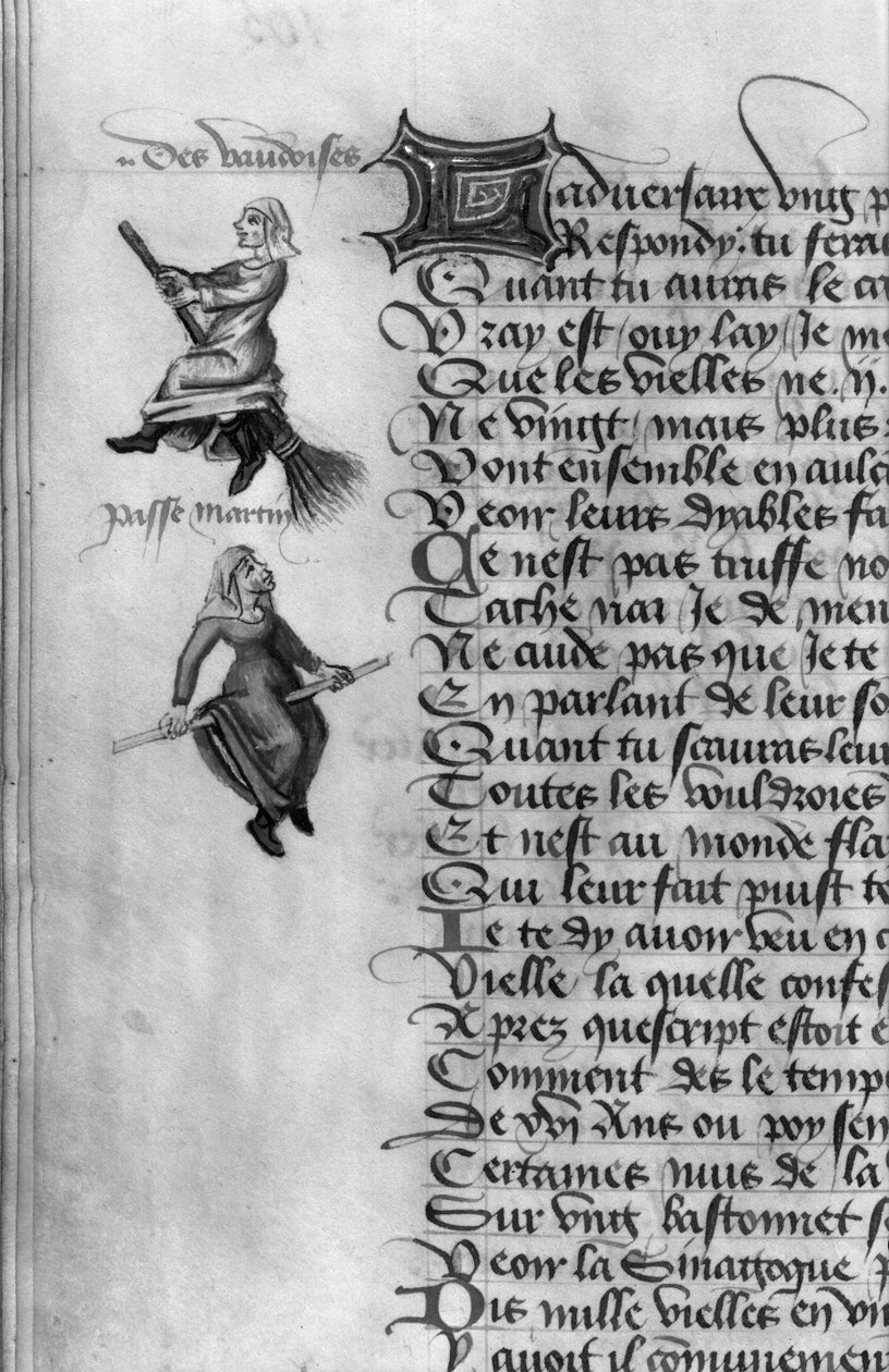 Pani Fr 12476 fol.105v Dwie czarownice z „Le Champion des Dames” Martina le Franca (1410-61) 1451 autorstwa French School