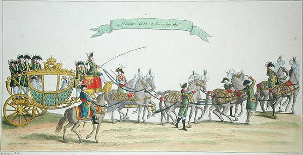 Napoleon Bonaparte (1769-1821) w drodze do Notre Dame na koronację, 2 grudnia 1804 autorstwa French School