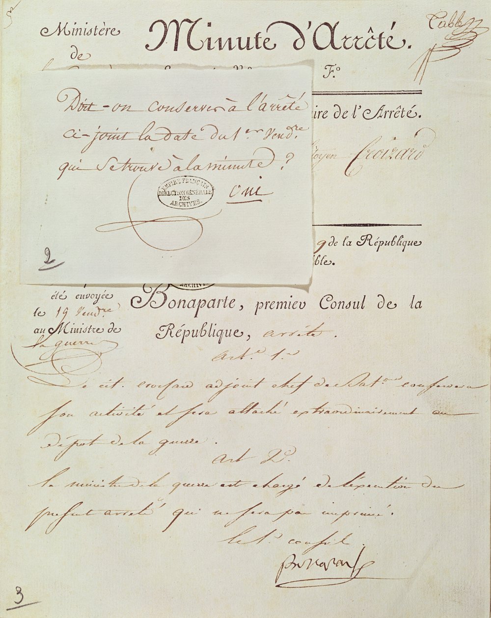Oficjalny dokument podpisany przez Napoleona I (1769-1821) 1 Vendemaire An 9 (23 września 1800) autorstwa French School