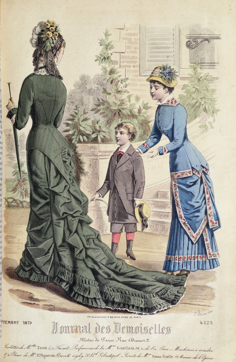 Paris Fashion, z „Journal des Demoiselles”, opublikowany Dupuy Paris, 1879 autorstwa French School