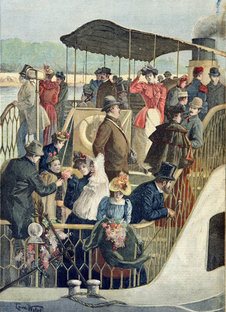 Paryżanie powracający ze wsi, ilustracja z „Le Petit Journal”, 23 kwietnia 1894 r. autorstwa French School