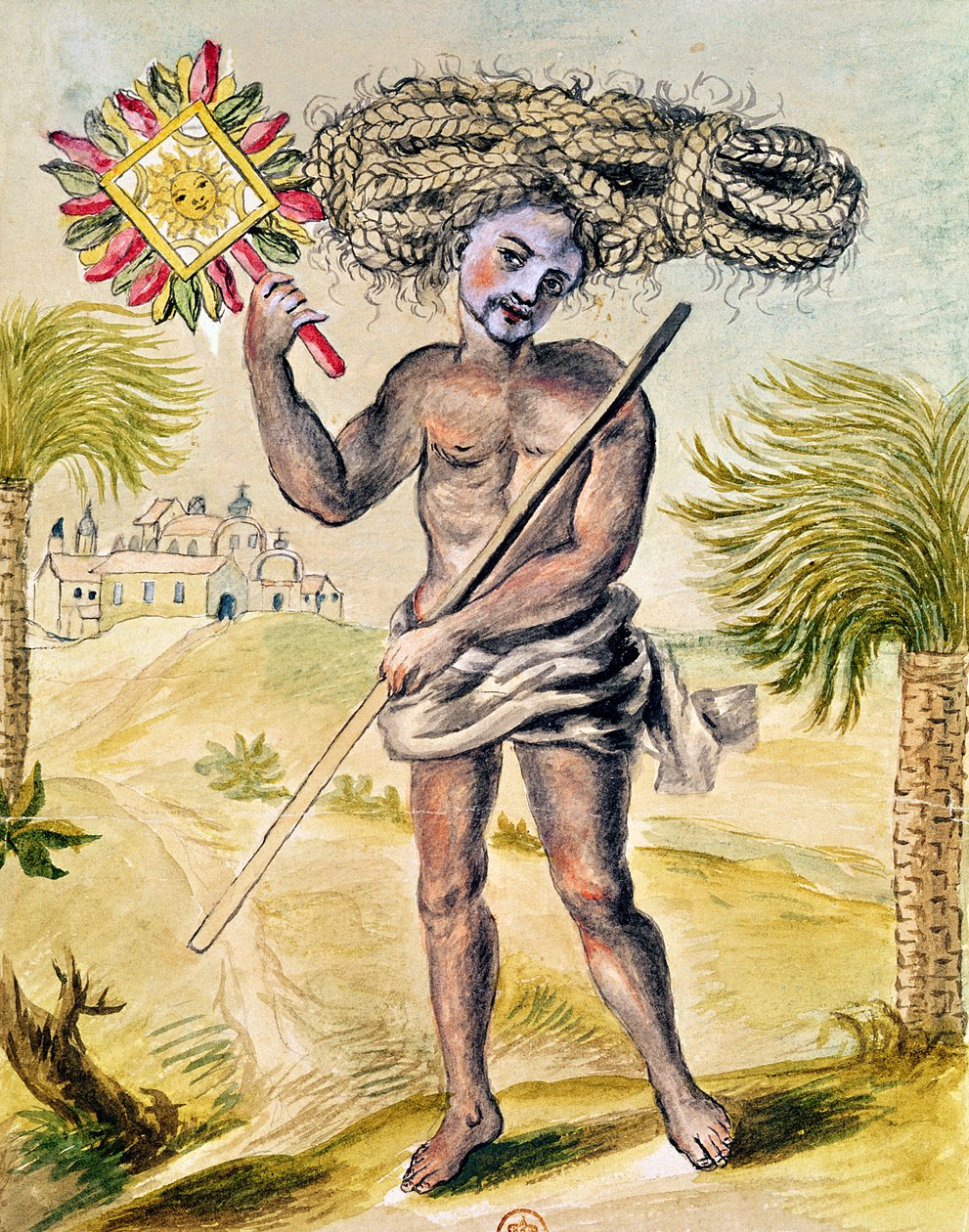 Pokutnik w Indiach z splecionymi włosami, z „Usages Indiens”, 1688 autorstwa French School