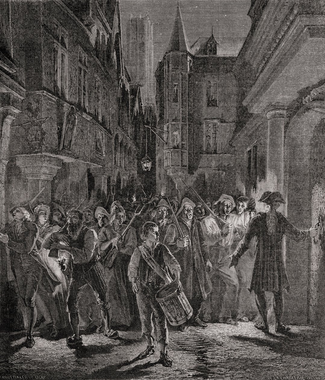 Ludzie wychodzą na ulice Paryża, 1789 autorstwa French School