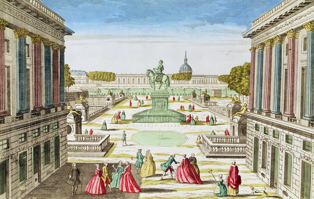 Widok perspektywiczny na Plac Ludwika XV z Porte Saint-Honore autorstwa French School