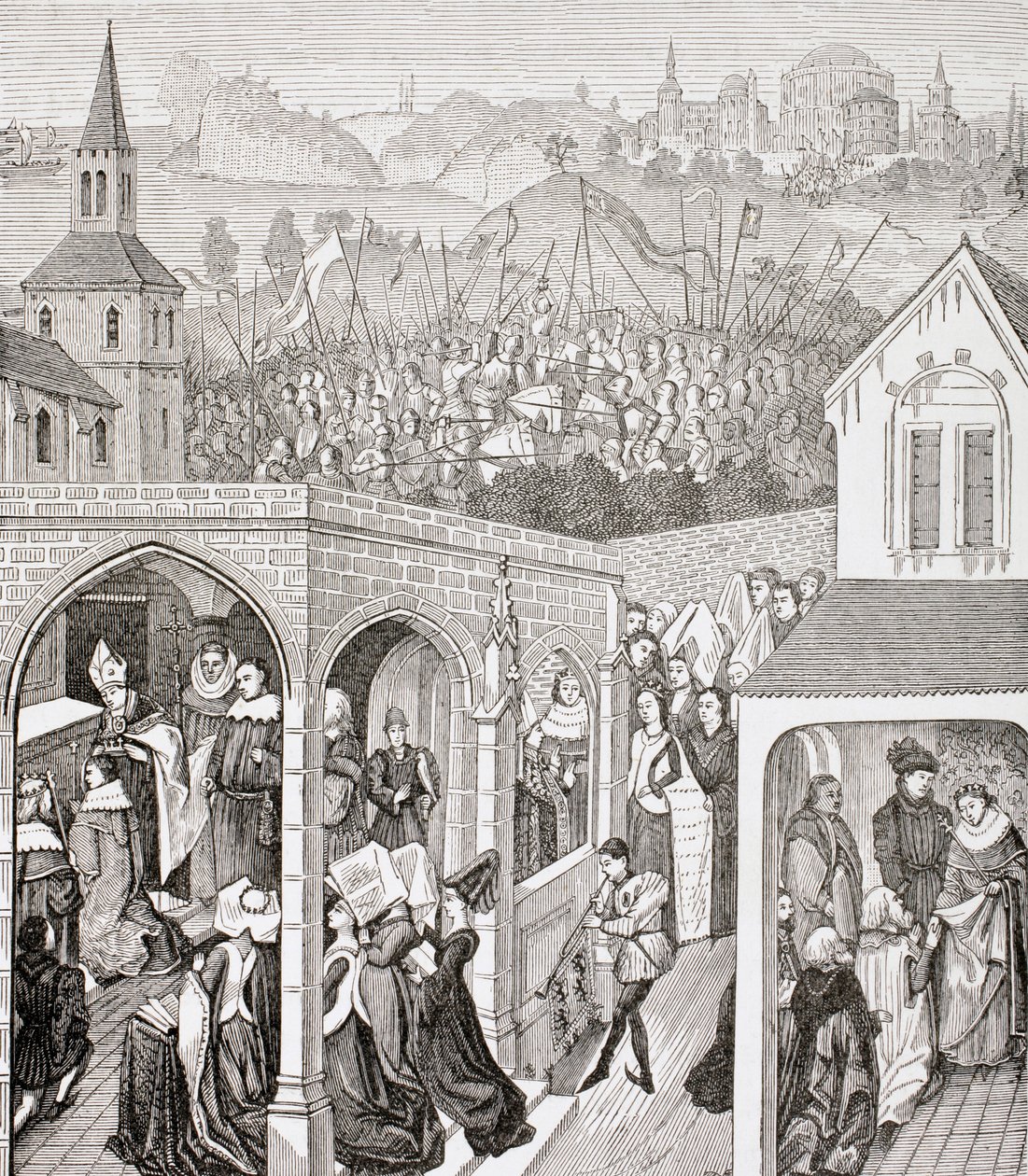 Filip II August, król Francji, z książki "Military and Religious Life in the Middle Ages" autorstwa Paula Lacroix, wydanej w Londynie ok. 1880 r. autorstwa French School