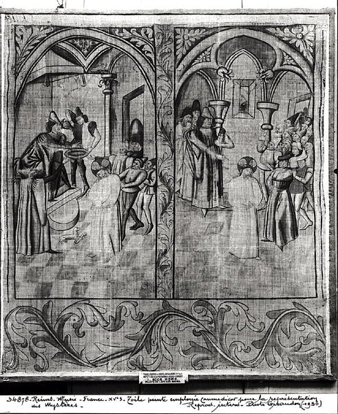 Piłat myje ręce, Ecce Homo, jeden z czterech zestawów do wykonania Misterium Męki Pańskiej, Hotel-Dieu, Reims autorstwa French School