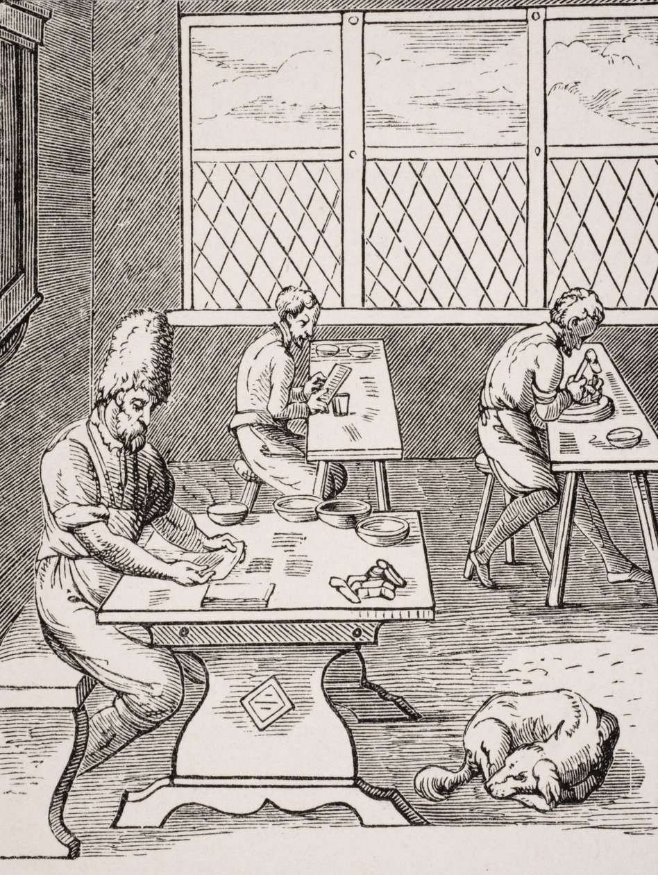 Pin and Needle Maker, reprodukcja drzeworytu Josta Ammana (1539-91) z 
