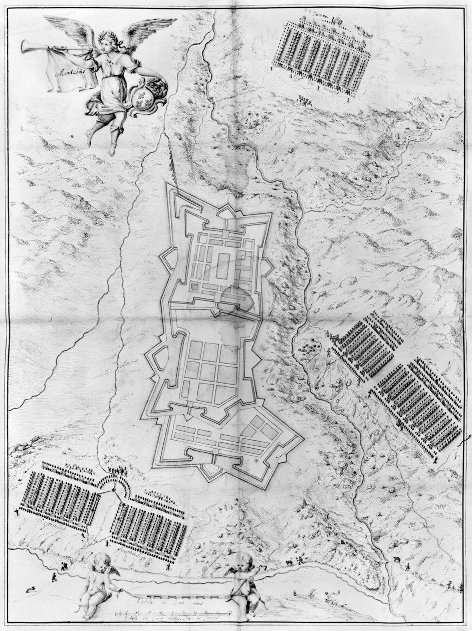 Plan i mapa miasta i cytadeli Mont-Louis autorstwa French School