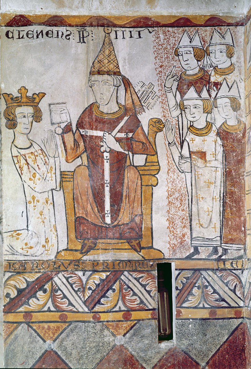 Papież Klemens IV (ok. 1195-1268) Inwestowanie Karola Anjou (1226-85) w Królestwo Sycylii, 28 czerwca 1265 autorstwa French School