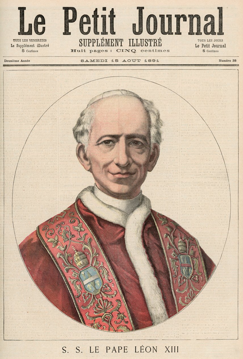 Papież Leon XIII (1810-1903) z „Le Petit Journal”, 15 sierpnia 1891 autorstwa French School