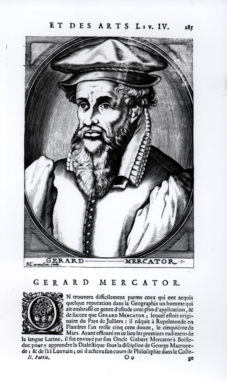 Portret Gerarda Mercatora (1512-94) rytowany przez Nicolasa II de Larmessin (fl. 1654-94) autorstwa French School