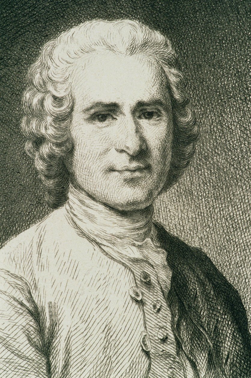 Portret Jeana Jacquesa Rousseau (1712-78) francuskiego filozofa autorstwa French School