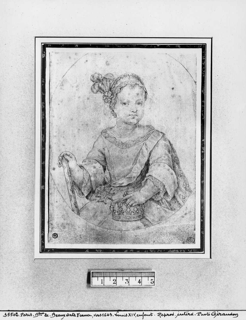 Portret Ludwika XIV jako dziecko (czerwona kreda na papierze) autorstwa French School