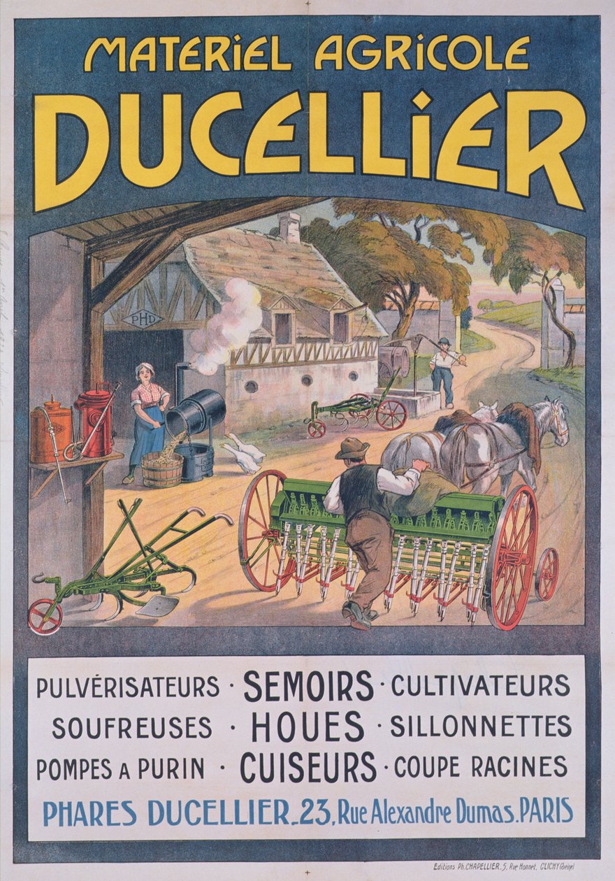 Plakat reklamujący sprzęt rolniczy Ducellier, 1920 autorstwa French School