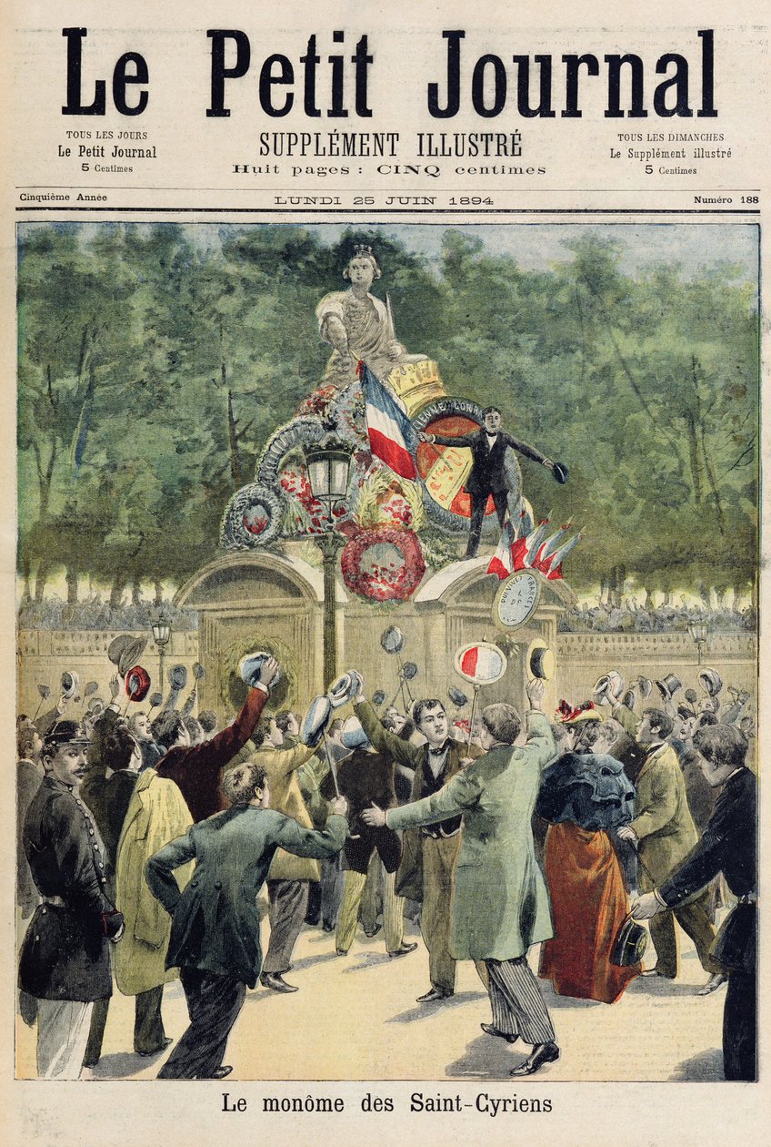 Procesja kadetów Akademii Saint-Cyr, ilustracja z "Le Petit Journal", 25 czerwca 1894 r. autorstwa French School